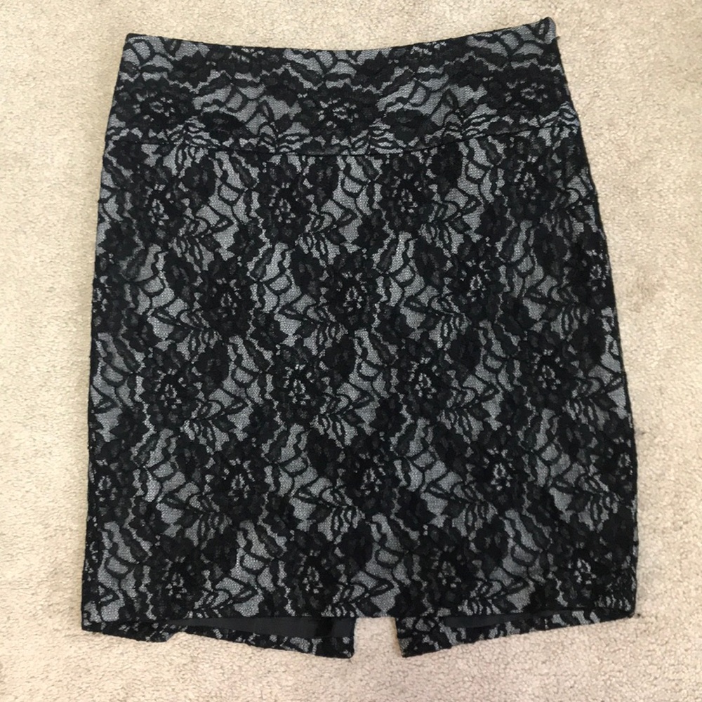 Black/Silver Lace Overlay Skirt
